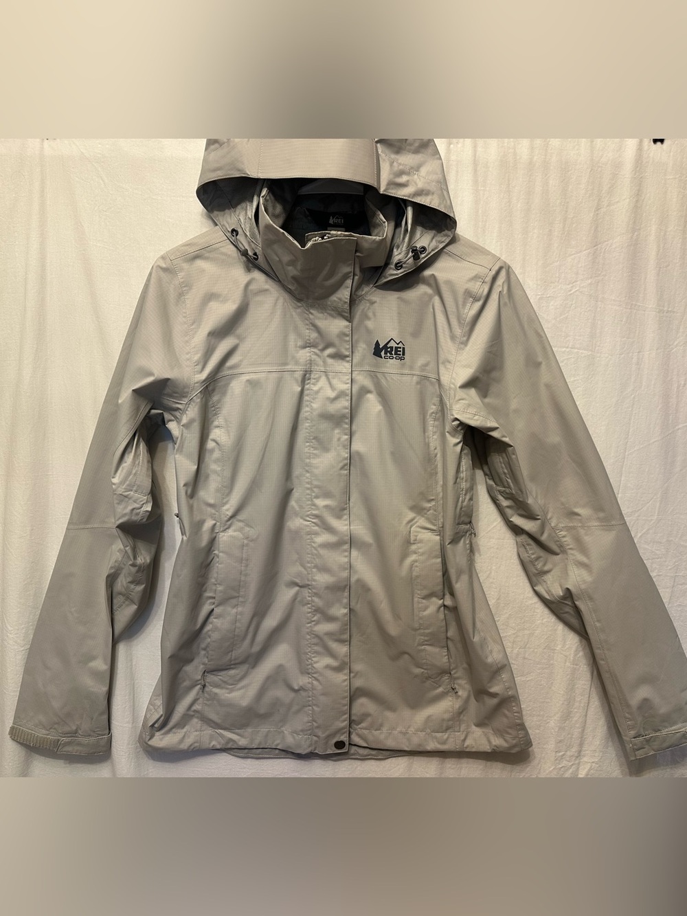 REI Co-op Women’s Small Hooded Rain Jacket Waterproof Gray Lightweight